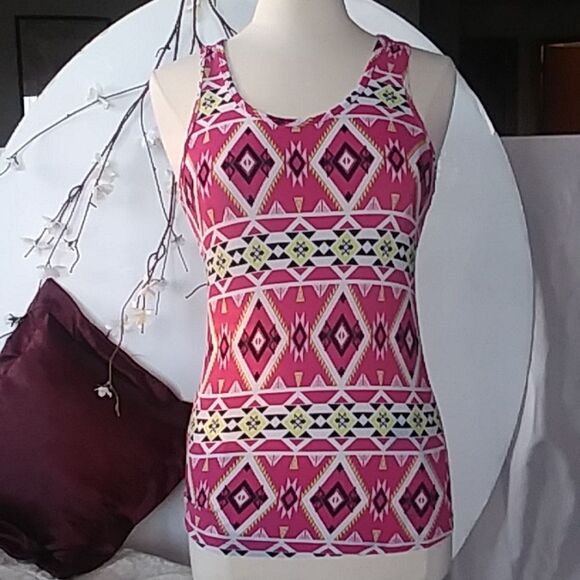 Aztec Pattern Soft Tank Top Racer Back Size Medium - Picture 1 of 6